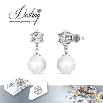 Destino joyas cristales de Swarovski Stud pendientes de perlas